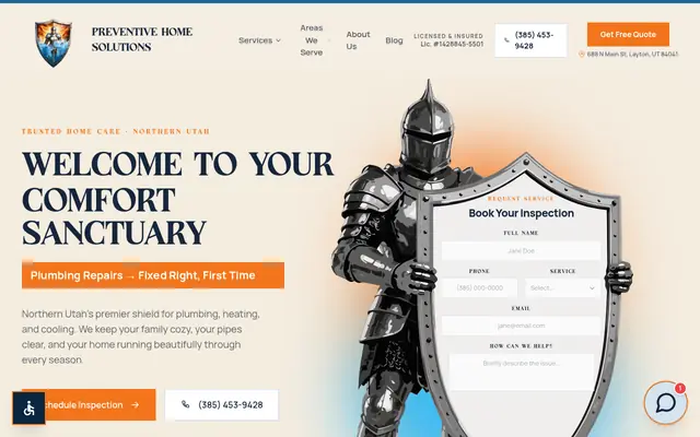 Screenshot of the Preventive Home Solutions homepage as it appeared on 2026-08-30, captured at desktop width.