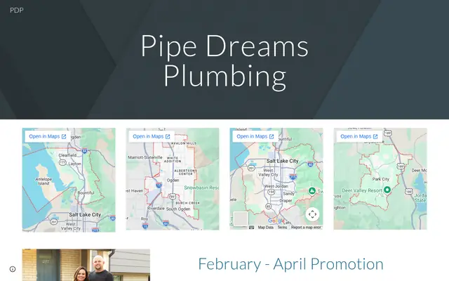 Screenshot of the Pipe Dreams Plumbing homepage as it appeared on 2026-08-30, captured at desktop width.